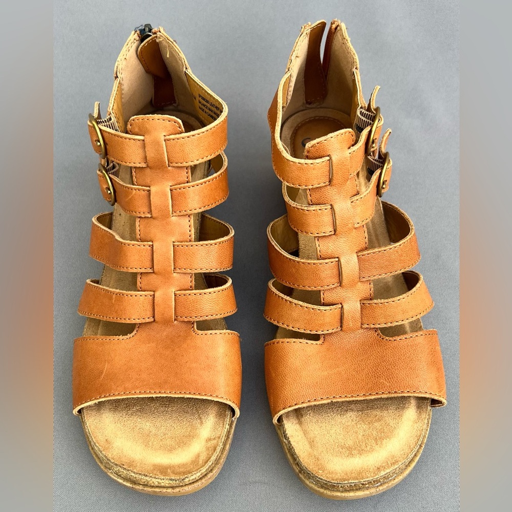 SOFT Iris Caged Wedge Leather Sandal Brown Women's 8.5 US Size - Picture 5 of 14